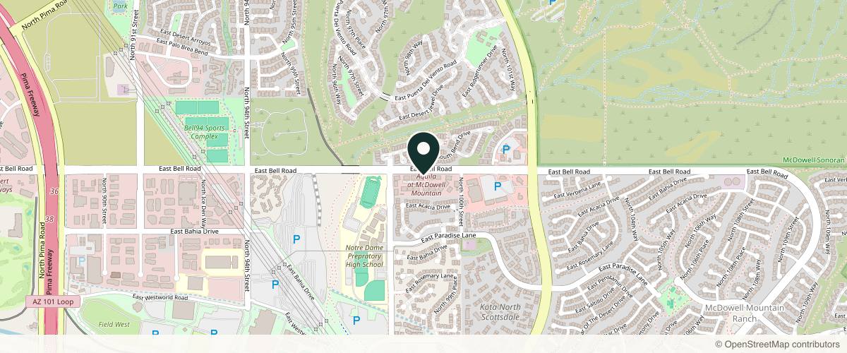 Map showing the exact location of Lé Nour Aesthetics & Wellness at 9825 E Bell Rd Suite 120, Scottsdale, AZ 85260, USA