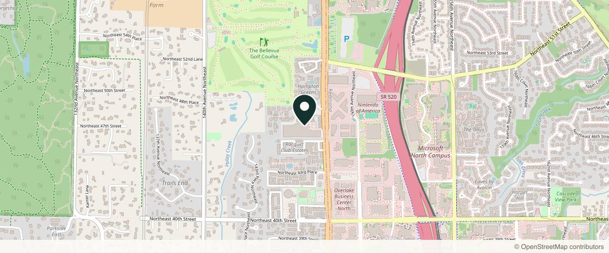 Map showing the exact location of Lévy Aesthetics Medical Spa at PRO Club at 4455 148th Ave NE, Bellevue, WA 98007, USA