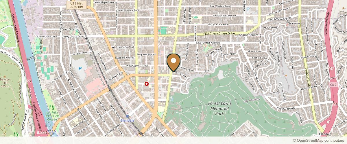 Map showing the exact location of LA Beauty Skin Center at 1330 S Glendale Ave, Glendale, CA 91205, USA