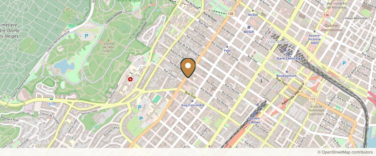 Map showing the exact location of La Déesse at 1460 Sherbrooke St W Ste a, Montreal, QC H3G 1K4, Canada