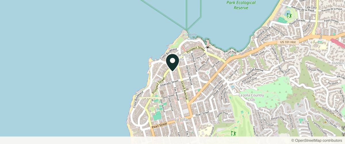 Map showing the exact location of LA JOLLA SKIN STUDIO at 909 Prospect St Ste 110, La Jolla, CA 92037, USA