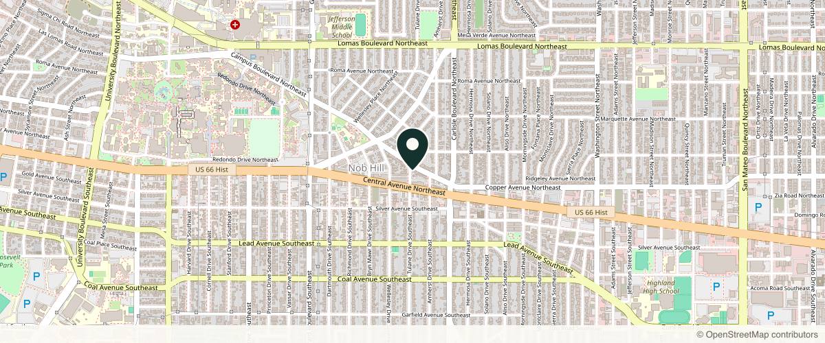 Map showing the exact location of La Vida Sana MD at 3602 Campus Blvd NE, Albuquerque, NM 87106, USA