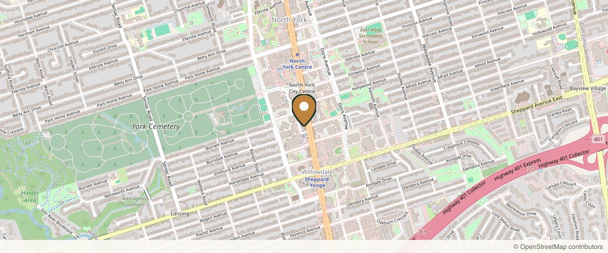 Map showing the exact location of La Vitalité Med Spa at 4918A Yonge St Second Floor, North York, ON M2N 5N5, Canada