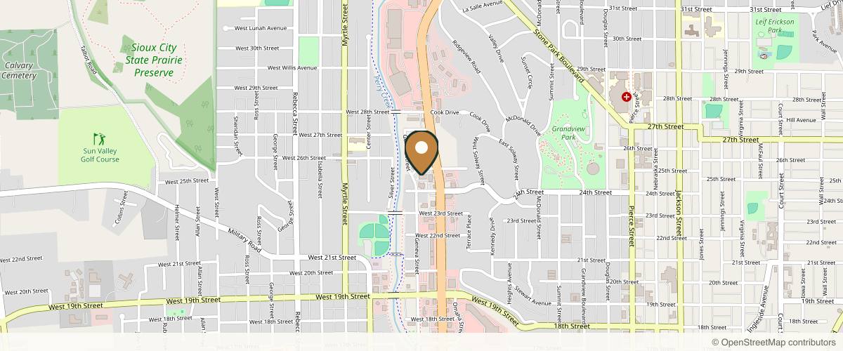 Map showing the exact location of Lace & Needle at 326 W 25th St, Sioux City, IA 51104, USA