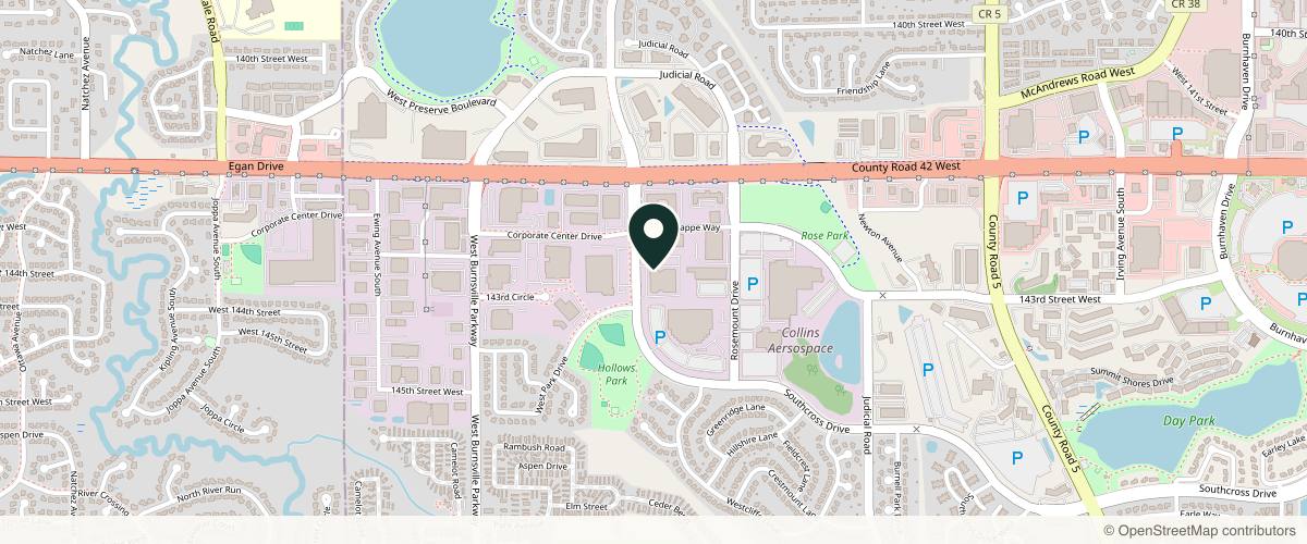 Map showing the exact location of Lakes Dermatology, P.A. at 14305 Southcross Dr W #110, Burnsville, MN 55306