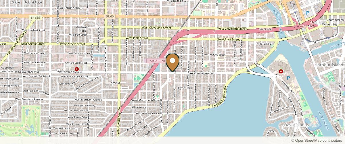 Map showing the exact location of ÉLAN Aesthetics at 1503 W Swann Ave, Tampa, FL 33606, USA