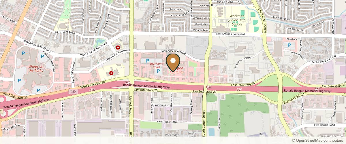 Map showing the exact location of LaserAway Arlington TX at 4001 Arlington Highlands Blvd Ste 115, Arlington, TX 76018, USA