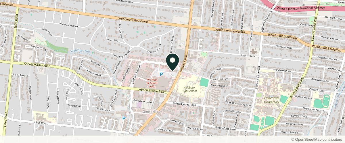 Map showing the exact location of LaserAway Nashville Green Hills at 2120 Green Hills Village Dr, Nashville, TN 37215, USA