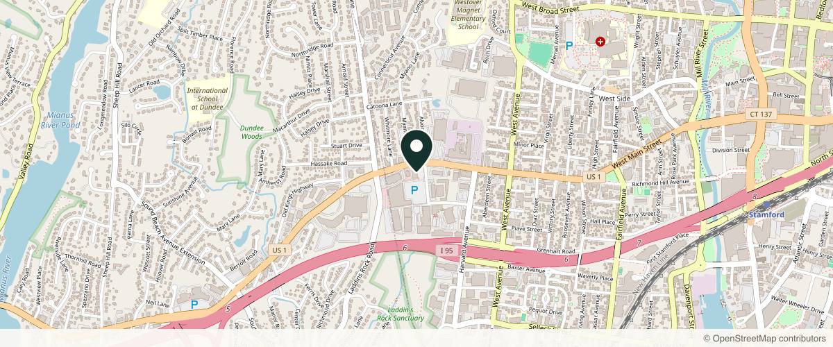 Map showing the exact location of LaserAway Stamford at 2000 W Main St #450, Stamford, CT 06902, USA