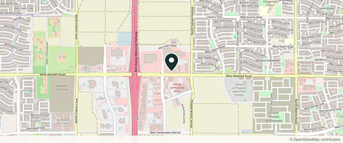 Map showing the exact location of LaserAway Surprise at 16430 W Waddell Rd #110, Surprise, AZ 85388, USA