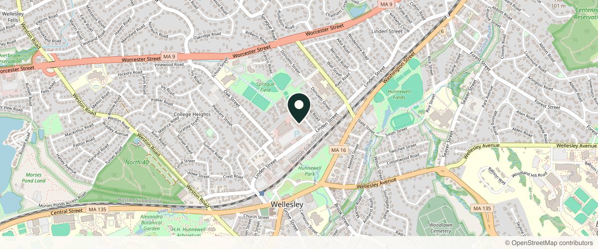 Map showing the exact location of LaserAway Wellesley at 200 Linden St #200l, Wellesley, MA 02482, USA