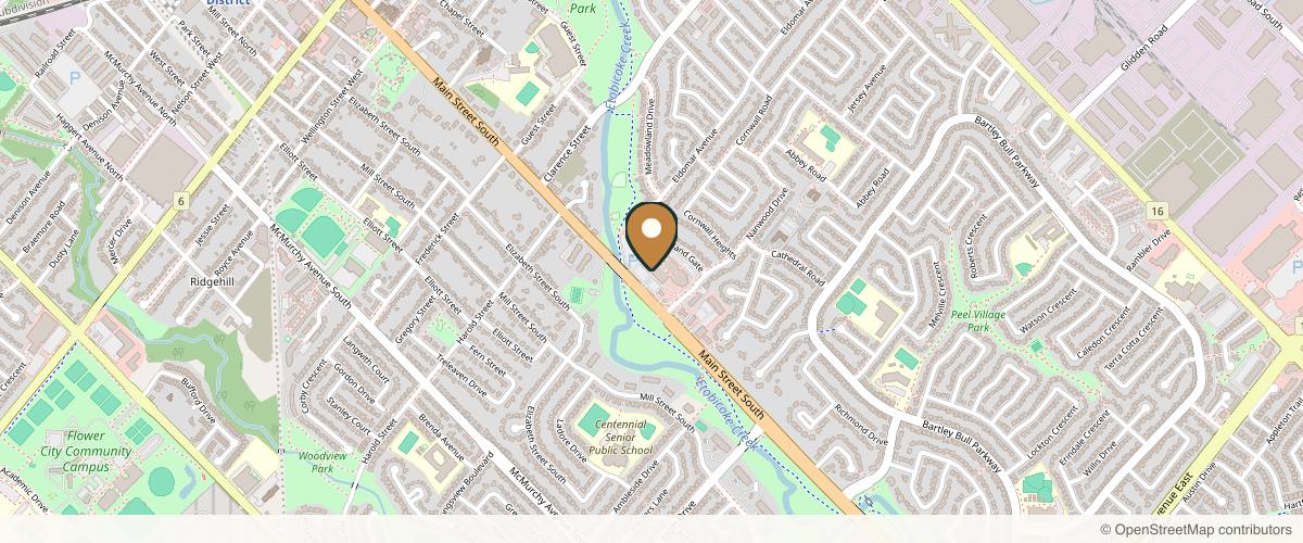 Map showing the exact location of Laserbody MD at 160 Main St S #6, Brampton, ON L6W 2E1, Canada