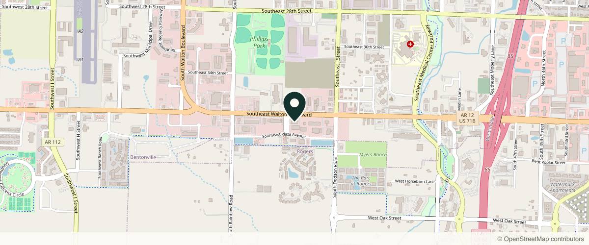 Map showing the exact location of Lasertouch MD at 800 SE Walton Blvd, Bentonville, AR 72712, USA