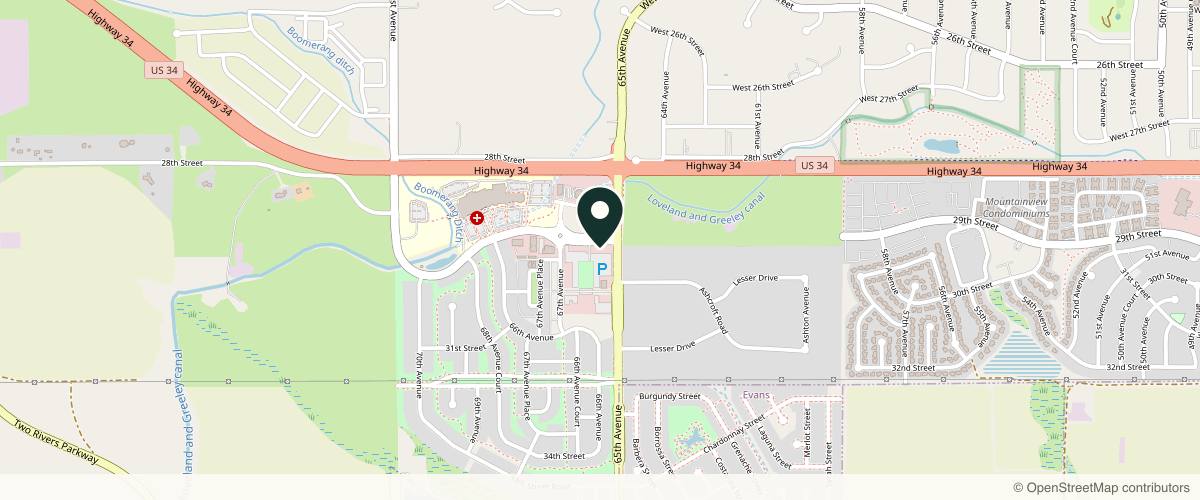 Map showing the exact location of Lash and Company Med Spa - Greeley at 6500 W 29th St Unit 101, Greeley, CO 80634, USA