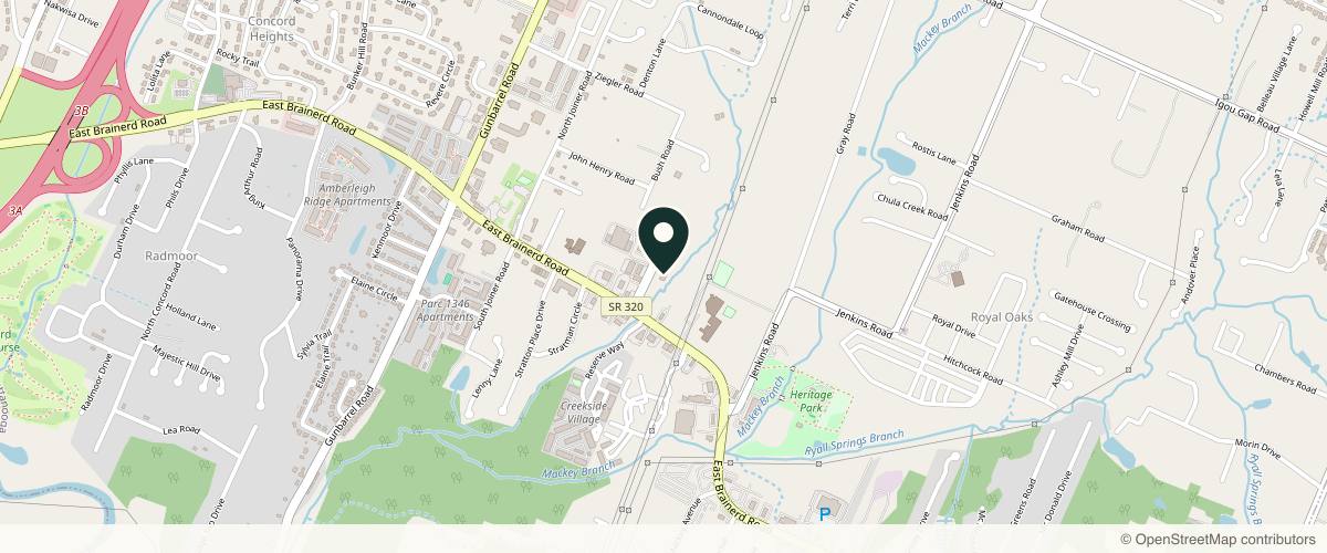 Map showing the exact location of Lavender Medi Spa at 1334 Mackey Branch Dr Ste 103, Chattanooga, TN 37421, USA