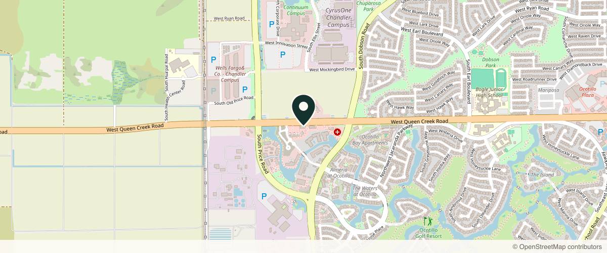 Map showing the exact location of Lazaderm at 2551 W Queen Creek Rd Unit 1, Chandler, AZ 85248, USA