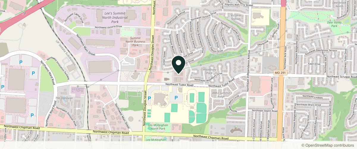 Map showing the exact location of Lee's Summit Dermatology Associates, PC at 276 NE Tudor Rd, Lee's Summit, MO 64086, USA