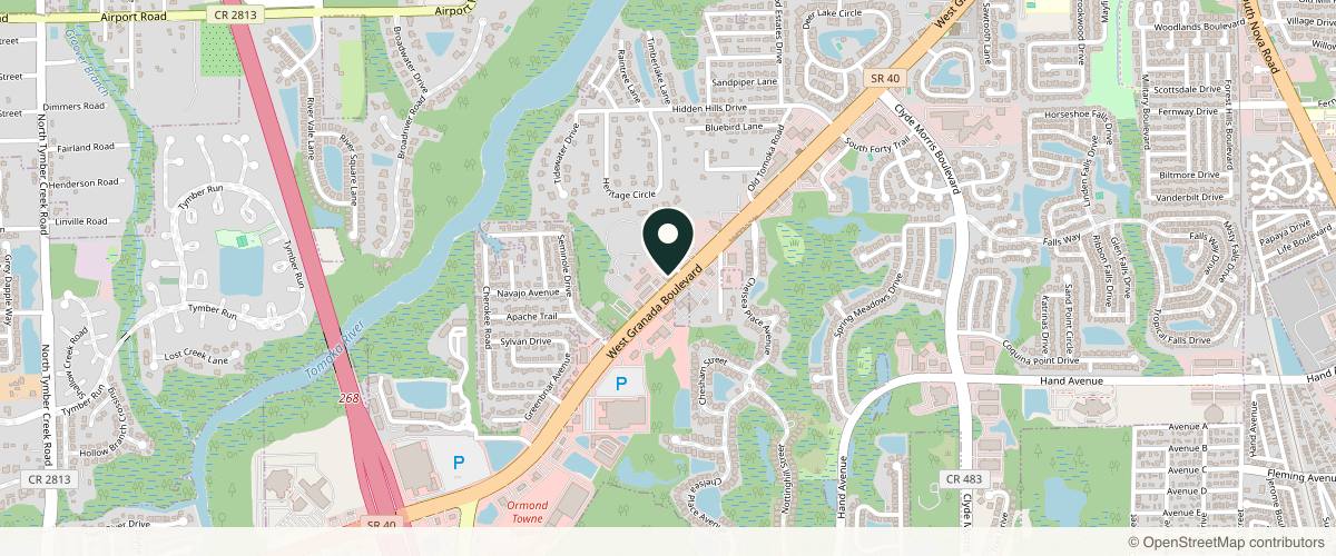 Map showing the exact location of Lentz Plastic Surgery at 1265 W Granada Blvd #3, Ormond Beach, FL 32174, USA
