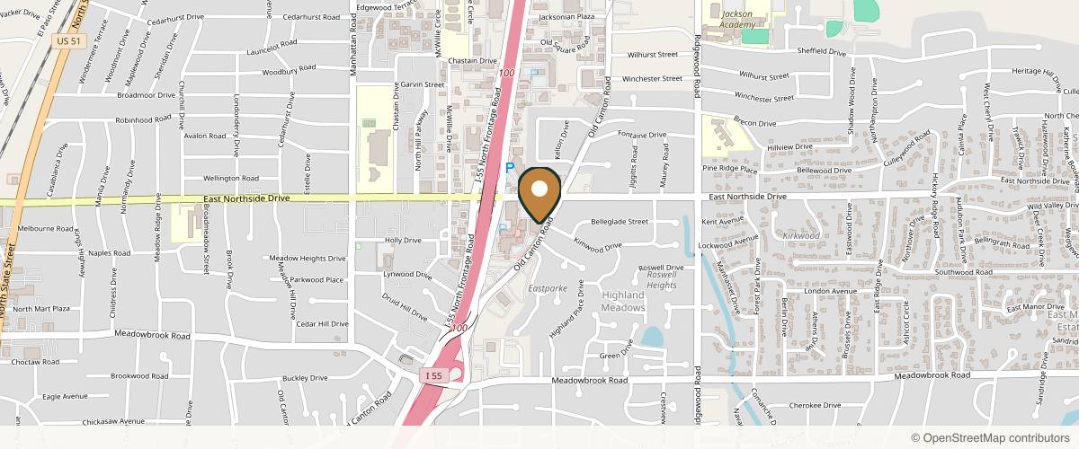 Map showing the exact location of LeSkin Aesthetics at 4500 I-55 Ste 256, Jackson, MS 39211, USA