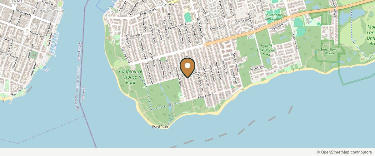 Map showing the exact location of Lets Heal Your Skin at 549 Main Street (side entrance, Staten Island, NY 10307, USA