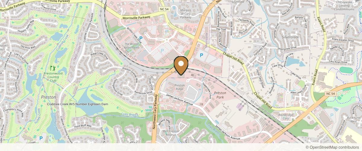 Map showing the exact location of Levogue Med Spa Cary at 280 Towerview Ct, Cary, NC 27513, USA