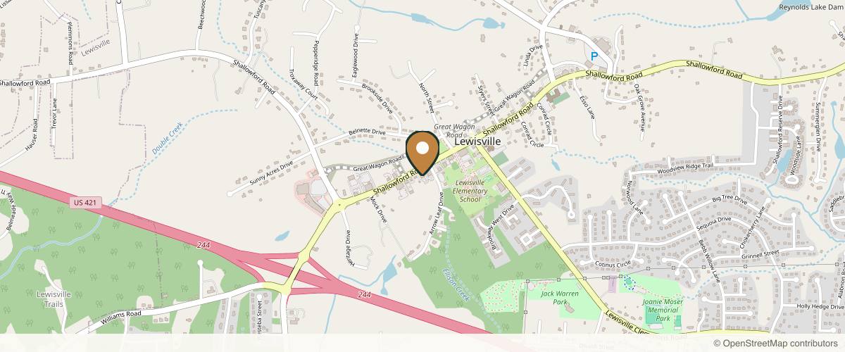 Map showing the exact location of Lewisville Laser & Aesthetics at 6580 Shallowford Rd #130, Lewisville, NC 27023, USA