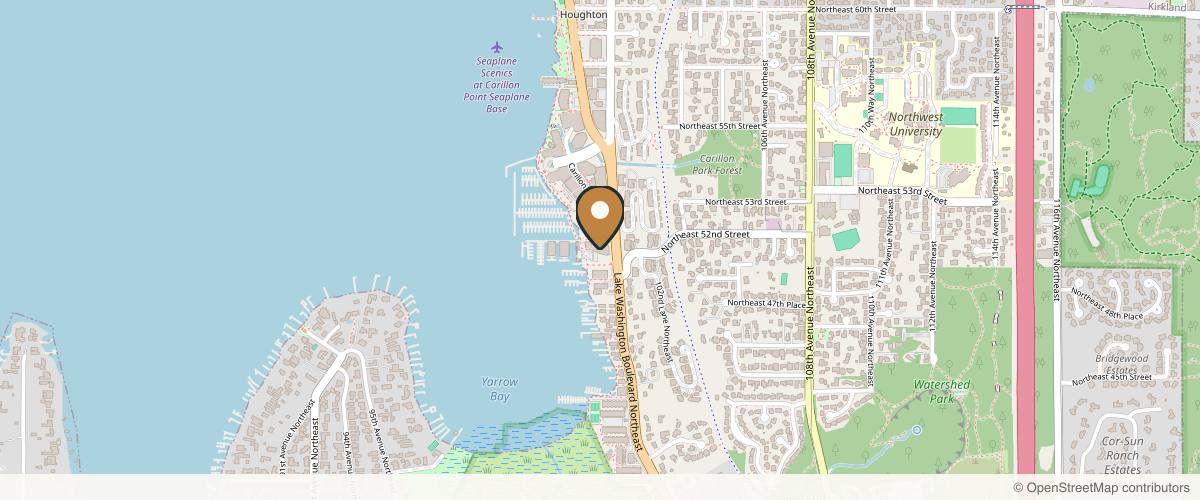 Map showing the exact location of Liebertz Plastic Surgery at Yarrow Bay at 5209 Lake Washington Blvd NE #115, Kirkland, WA 98033, USA