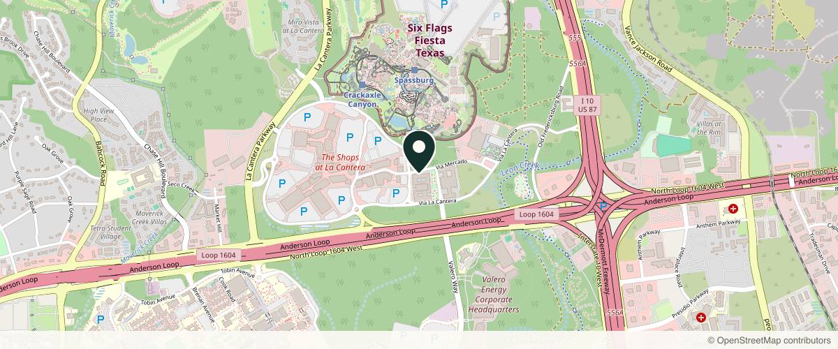 Map showing the exact location of Lift and Revive Aesthetics and Wellness at 6215 Via La Cantera #121, San Antonio, TX 78256, USA