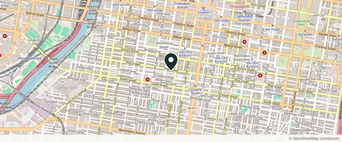 Map showing the exact location of LIGHT MedSpa at 1618 Pine St, Philadelphia, PA 19103, USA