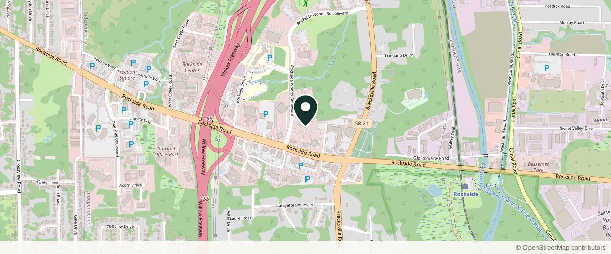Map showing the exact location of Light Touch Aesthetic Center at 6100 Rockside Woods Blvd N Ste 105, Independence, OH 44131, USA