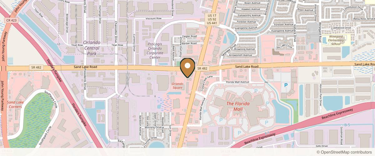 Map showing the exact location of LightTouch Med Spa at 1718 Sand Lake Rd Unit C110, Orlando, FL 32809, USA