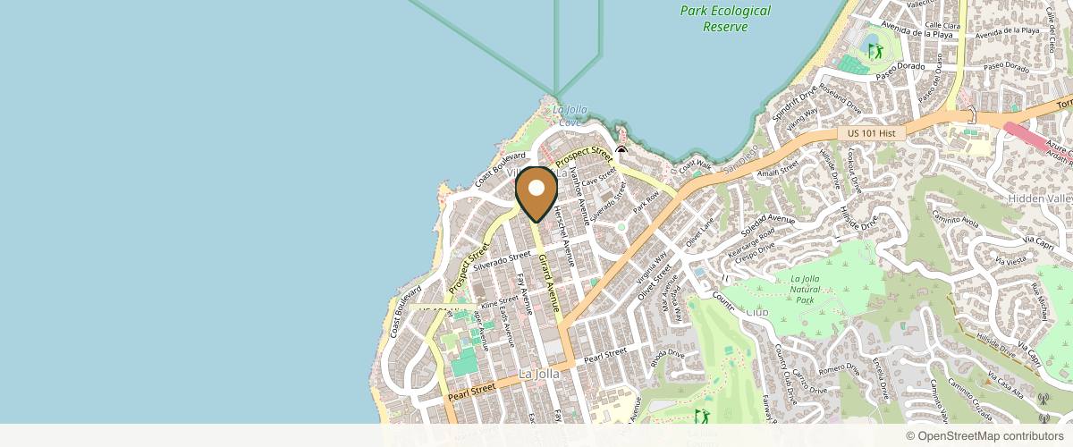 Map showing the exact location of Lilly Beauty Facial Spa | EMsculpt | Laser lipo | Botox at 7855 Girard Ave, La Jolla, CA 92037, USA