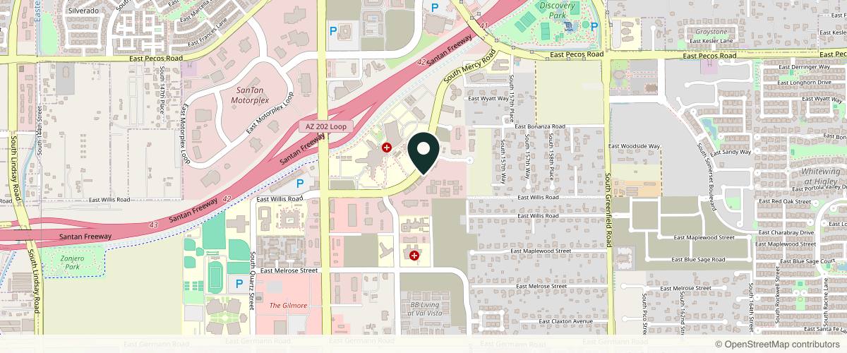 Map showing the exact location of Limitless Regen at 3483 Mercy Rd #104, Gilbert, AZ 85297, USA