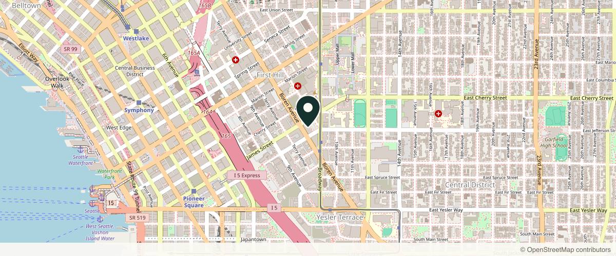 Map showing the exact location of Linnell Dermatology and Aesthetics at 515 Minor Ave Ste 230, Seattle, WA 98104