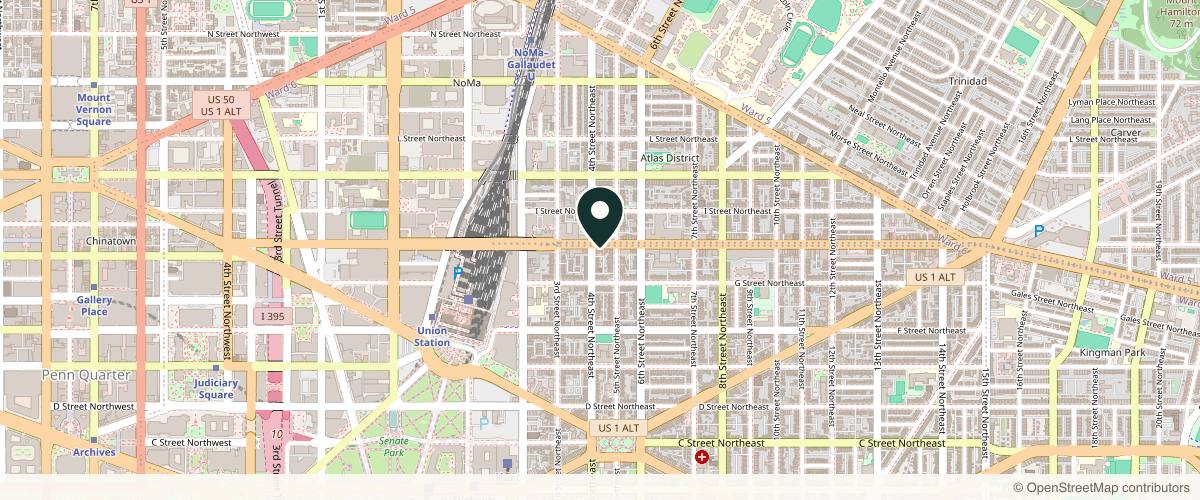 Map showing the exact location of Lips by Tif x District Laser at 407 H St NE 2nd Floor, Washington, DC 20002, USA