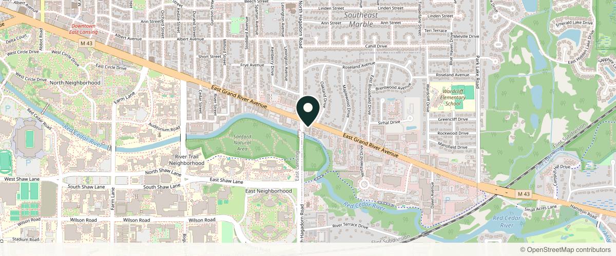 Map showing the exact location of Lisa Allen, RN at 1504 E Grand River Ave, East Lansing, MI 48823, USA