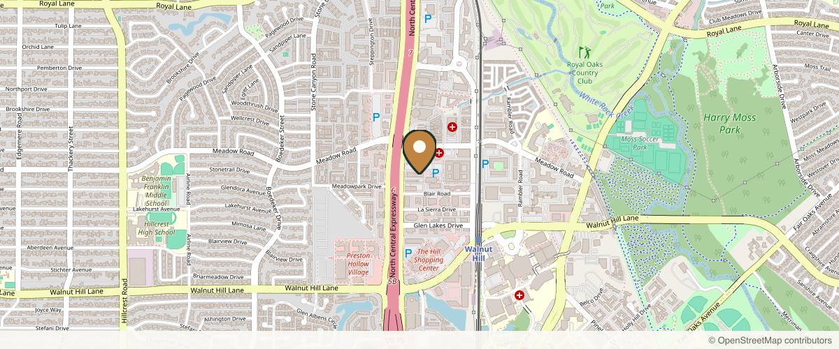 Map showing the exact location of Lisse Aesthetics at 10300 N Central Expy #115, Dallas, TX 75231, USA