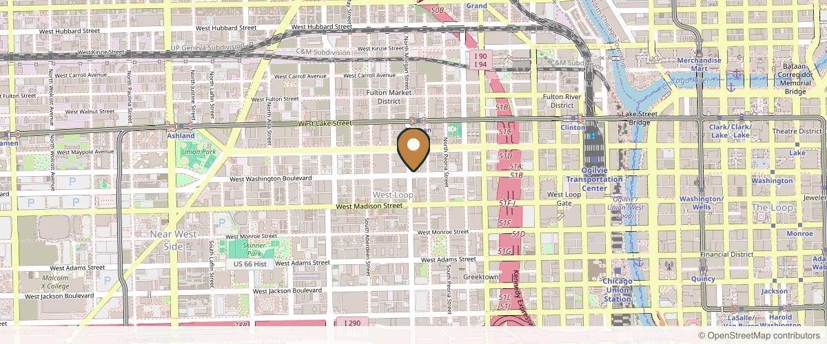 Map showing the exact location of Liv Aesthetics Chicago at 954 W Washington Blvd Ste #715, Chicago, IL 60607, USA