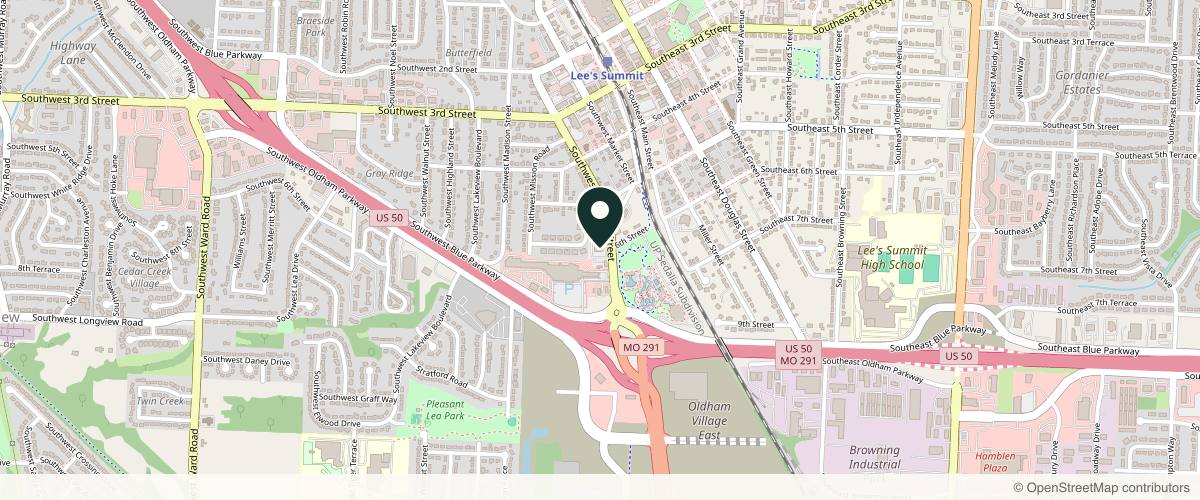 Map showing the exact location of LIV Aesthetics + Wellness at 600 SW Jefferson St Ste 104, Lee's Summit, MO 64063, USA