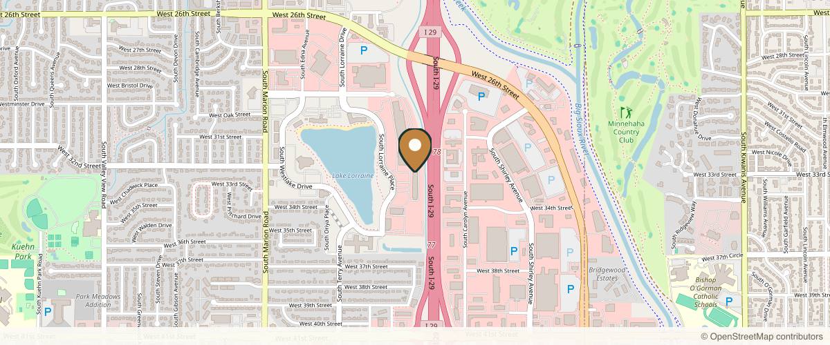 Map showing the exact location of Liv Med Spa | Sioux Falls, SD at 2500 S Lorraine Pl #1, Sioux Falls, SD 57106, USA