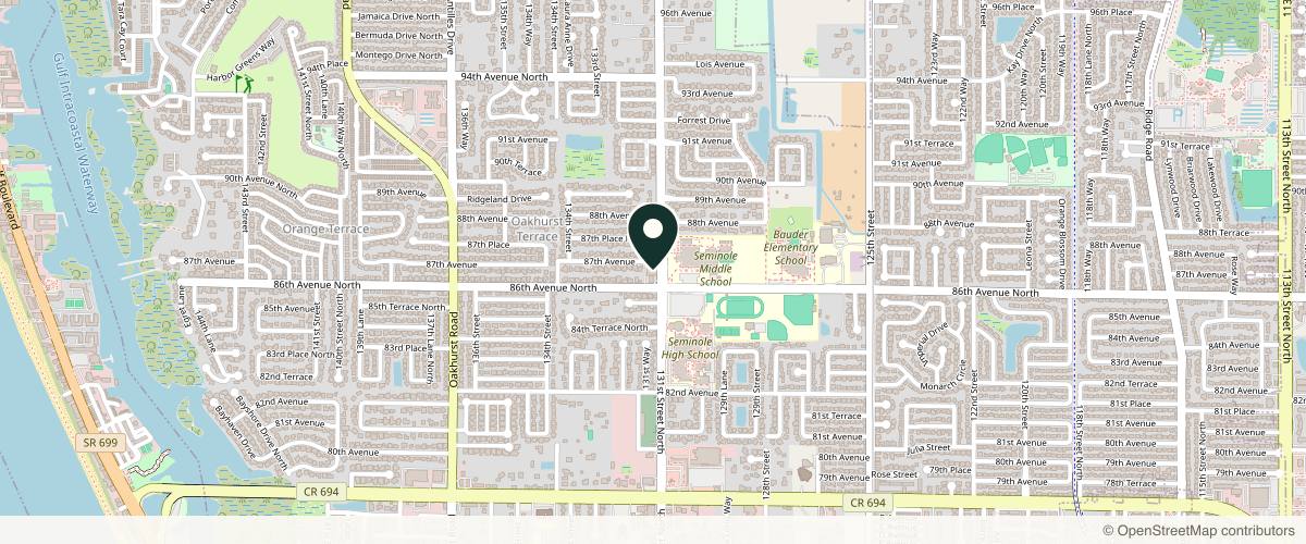 Map showing the exact location of LivingYoung Center for Health & Anti-Aging - Seminole at 8686 131st St N, Seminole, FL 33776, USA
