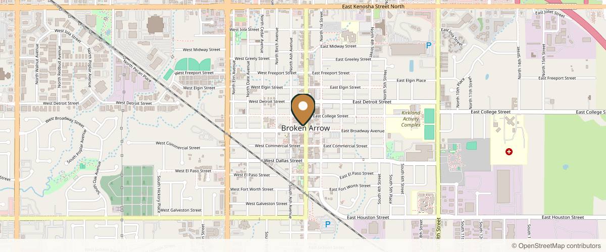 Map showing the exact location of Loft Wellness at 106 N Main St, Broken Arrow, OK 74012, USA