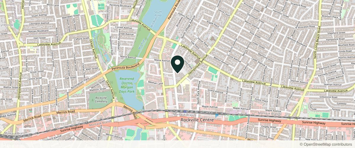 Map showing the exact location of Long Island Dermatology at 165 N Village Ave Apartment 115, Rockville Centre, NY 11570