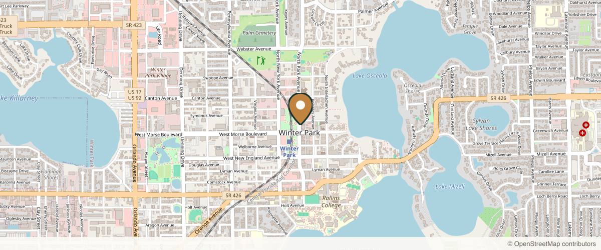 Map showing the exact location of Look Lab Med Spa at 132 N Park Ave, Winter Park, FL 32789, USA