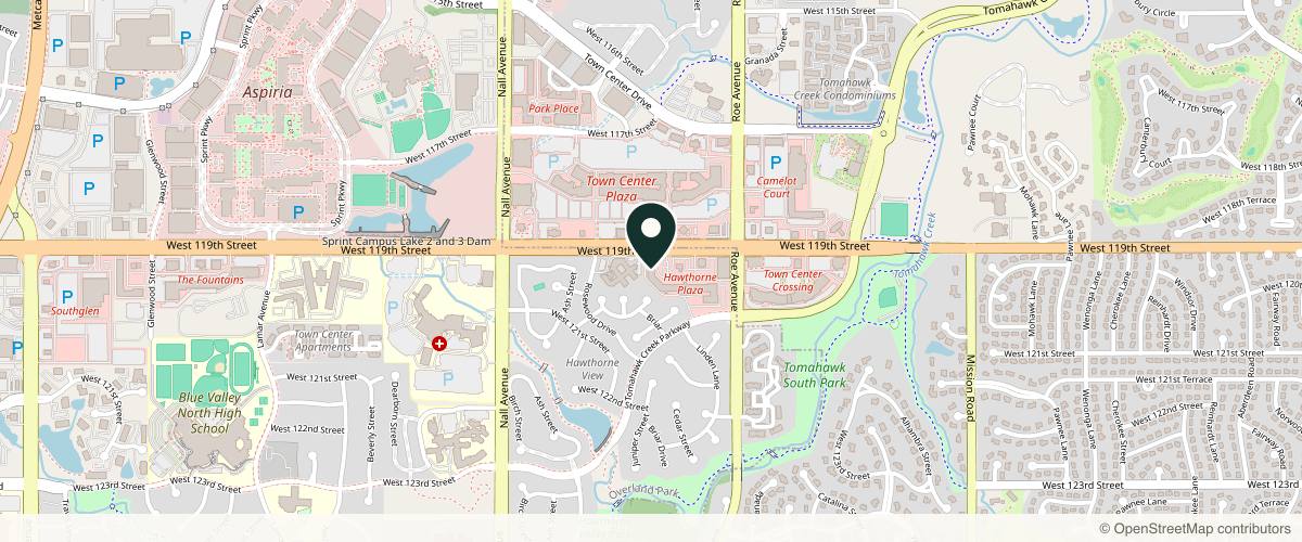 Map showing the exact location of Look the Doctors med spas at 5037 W 119th St, Overland Park, KS 66209, USA