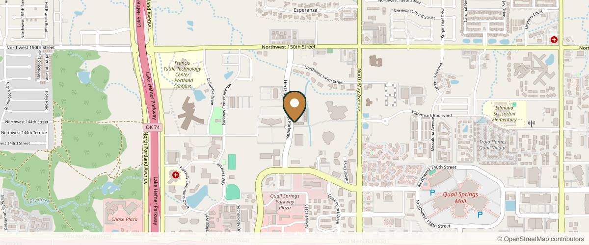 Map showing the exact location of LOU LOU Med Spa at 14510 Bogert Pkwy, Oklahoma City, OK 73134, USA