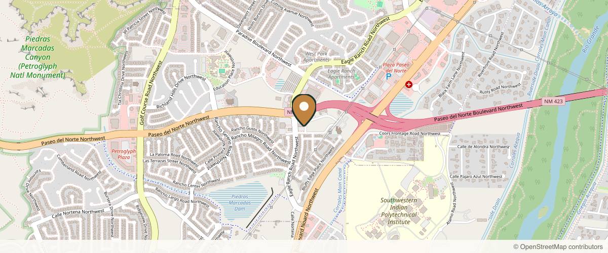 Map showing the exact location of Love Laser & Med Spa at 9101 High Assets Way NW #8, Albuquerque, NM 87120, USA