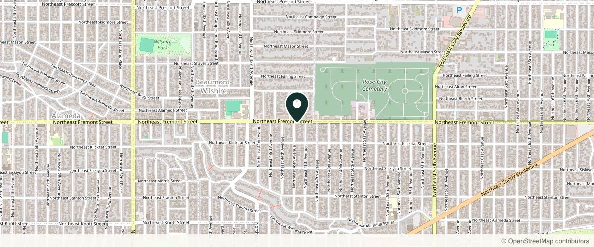 Map showing the exact location of Love Medical Spa at 3438 NE 45th Ave, Portland, OR 97213, USA