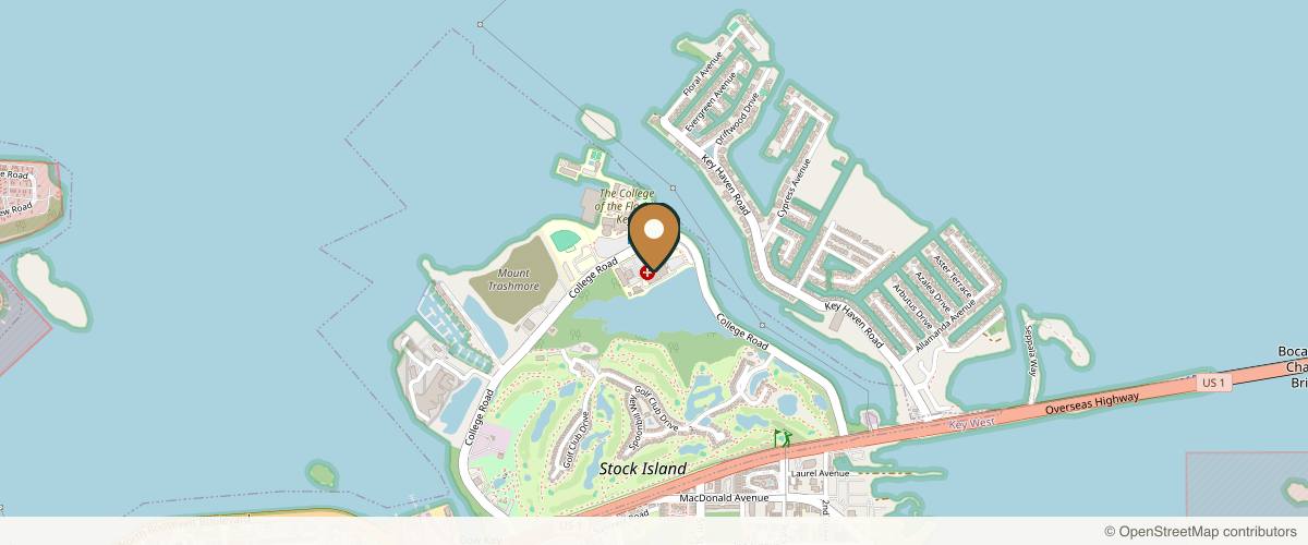 Map showing the exact location of Lower Keys Medical Center at 5900 College Rd, Key West, FL 33040, USA