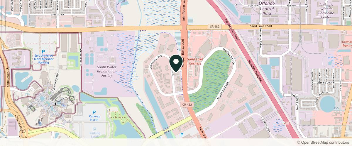 Map showing the exact location of LS Medical Spa at 8751 Commodity Cir Ste 12/14, Orlando, FL 32819, USA